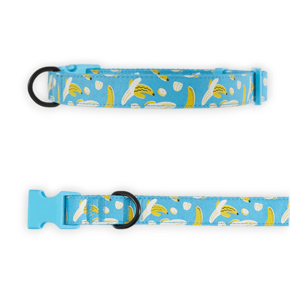 Top Paw Banana Adjustable Dog Collar Size Small Blue Yellow D-Ring Fashion - Picture 1 of 5